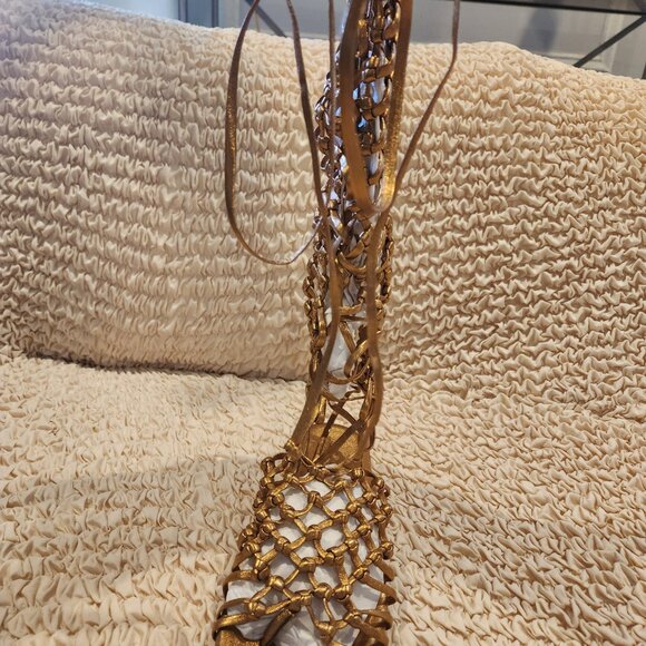 Alumnae Gold Gladiator Sandals, NWT, Size 39, Made in Italy - Picture 2 of 5